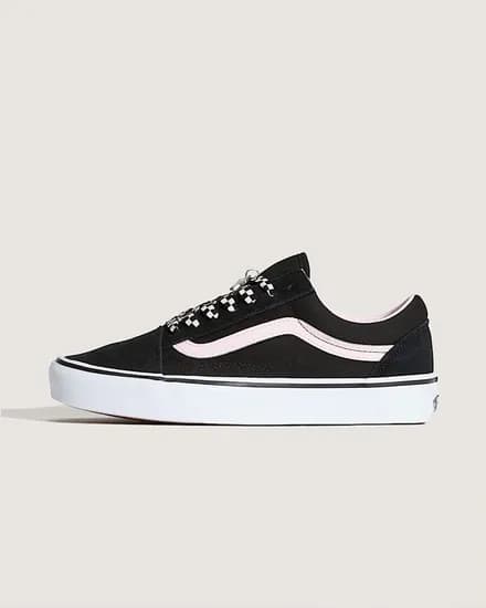 Calzado Vans Old Skool Black White Pink Fem