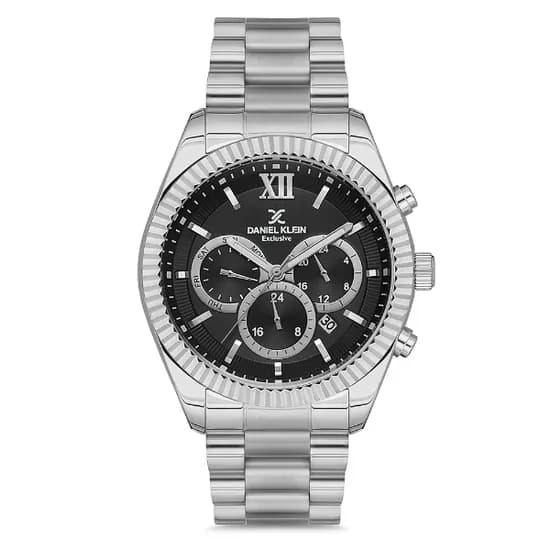 Relogio Analógico Masculino Daniel Klein DK.1.12769-3 Exclusive Gents / Pulseira de Aço Inoxidável - Prata/Preto