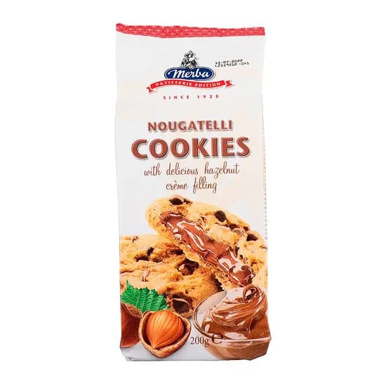 Biscoito Merba Cookies Creme de Avelã Pacote 200G