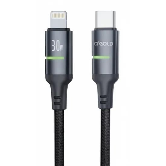 Cabo A'Gold Pro CB18 Turbo USB-C para Lightning 30W 1M - Preto