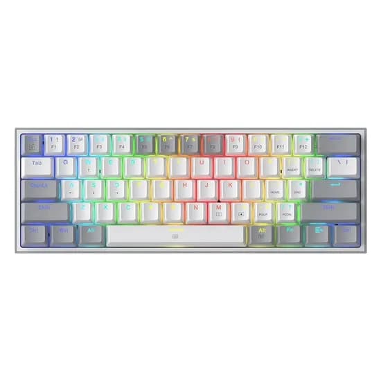 Teclado Gamer Redragon Fizz K617 RGB Layout 60% USB-C - Branco e Cinza