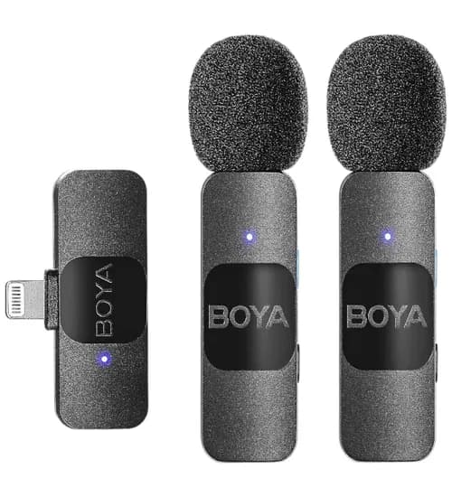 Microfone Sem Fio Boya BY-V2 (2TX+1RX) Lightning - Preto