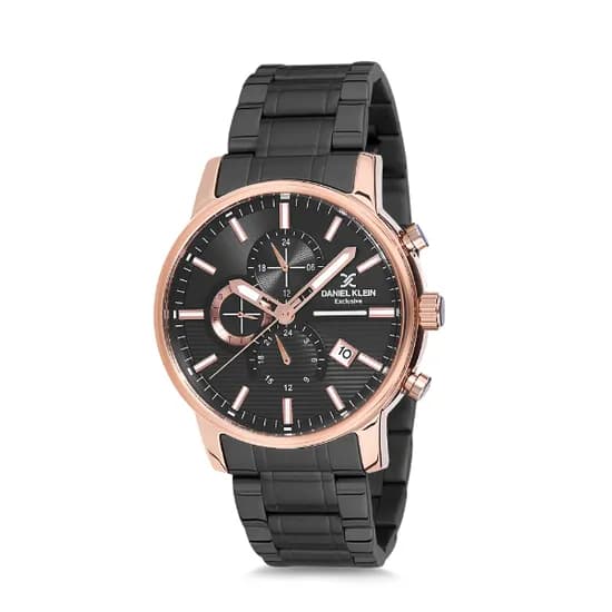 Relógio Analógico Masculino Daniel Klein Exclusive DK12213-4 - Preto e Rosa Ouro