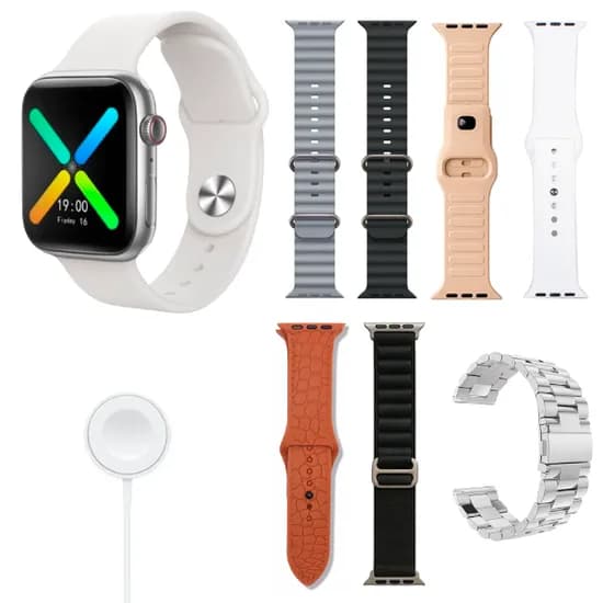 Kit Relogio Smartwatch Ur Ur-X Sport / 7 Em 1 / com Bluetooth / 7 Pulseiras - Silver