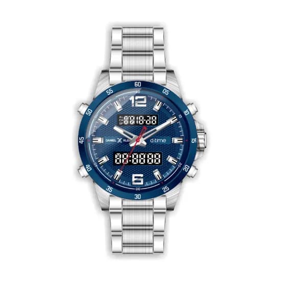 Relógio Digital Masculino Daniel Klein D:Time DK.1.12408-3 - Prata e Azul