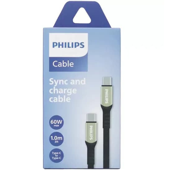 Cable Philips DLC5001CB/70 Usbc A Usbc 1 Metro - Black/Silver