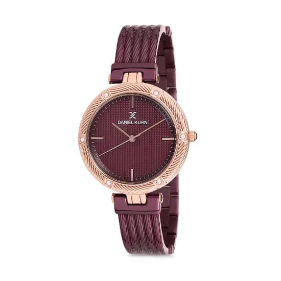 Relógio Analógico Feminino Daniel Klein Premium DK12193-4 - Bordô e Rosa Ouro