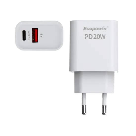 Caregador Ecopower EP-7038 / 1-USB-C / 3.0A / 20W