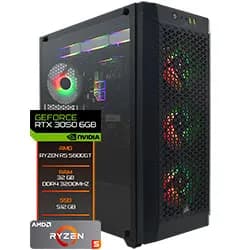 PC Montado Gamer AMD Ryzen 5 5600GT de 4.6GHZ 32GB de Ram / 512GB SSD / Geforce RTX3050 6GB - Preto