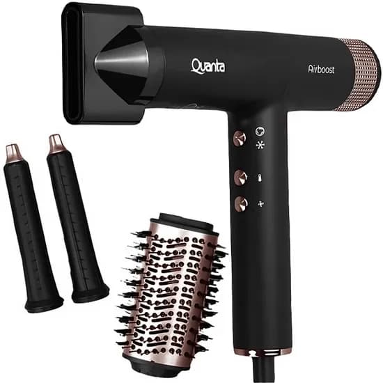 Secador de Cabelo Quanta QTSCB1700 3 Em 1 Airboosts 1.500 Watts 127V ~ 60 HZ - Preto/Rosa