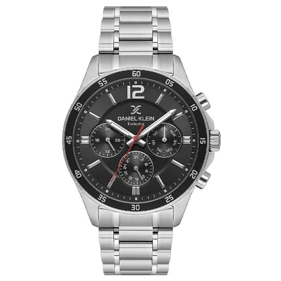 Relogio Analógico Masculino Daniel Klein DK.1.13972-2 Exclusive Gent / Pulseira de Aço Inoxidável - Prata/Preto