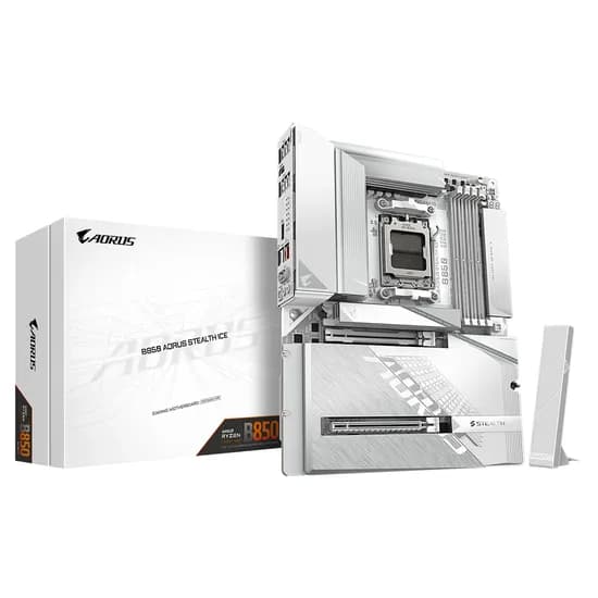 Placa Mãe Gigabyte Aorus Stealth Ice DDR5 Socket AM5 Chipset B850 ATX