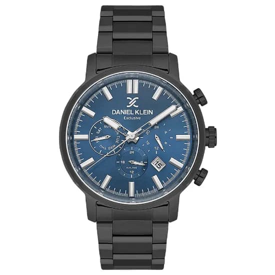 Relogio Analógico Masculino Daniel Klein DK.1.14230-5 Exclusive Gents / Pulseira de Aço Inoxidável - Preto/Azul