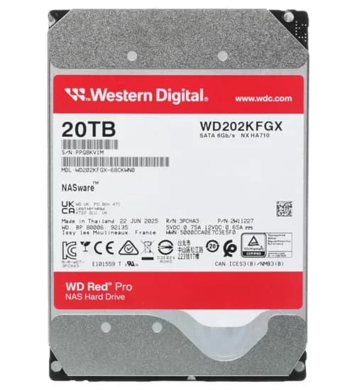 HD 20TB Western Digital Red Pro Nas SATA 7200RPM WD202KFGX