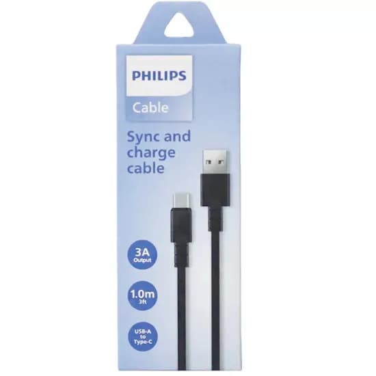 Cabo Philips DLC3001AB/70 USB A USB-C 1 Metro - Black