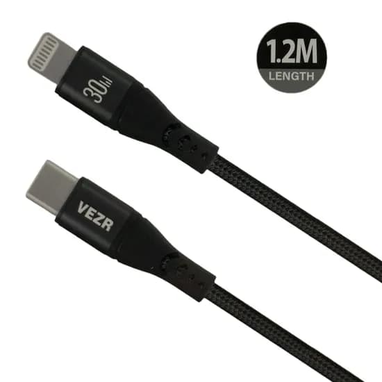 Cabo Vezr VD07 Type-C e Lightning 30W 1.2M Preto
