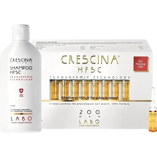 Kit Tratamento para Crescimento Capilar Labo Cosprophar Crescina Loss HSFC-500 Man - 20 Ampolas + Shampoo 200ML