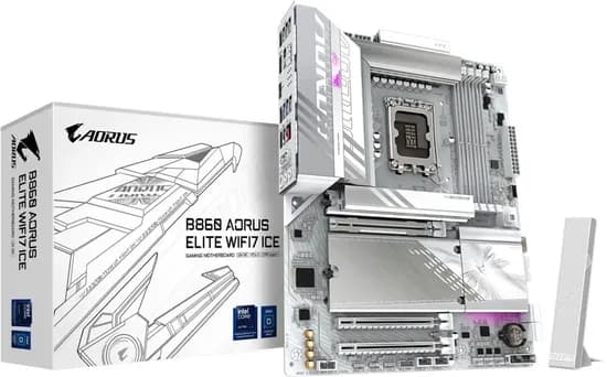 Placa Mãe Gigabyte B860 Aorus Elite Wifi 7 Ice LGA1851/ 4XDDR5/ M.2/ HDMI/ DP/ USB-C