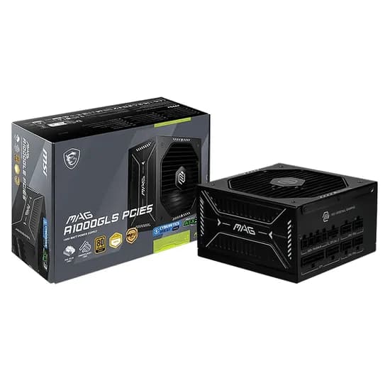Fonte MSI Mag A1000GL PCIE5 306-7ZPIX12-Ceo ATX 1000W 80 Plus Gold PFC Ativo Full Modular Bivolt - Preto