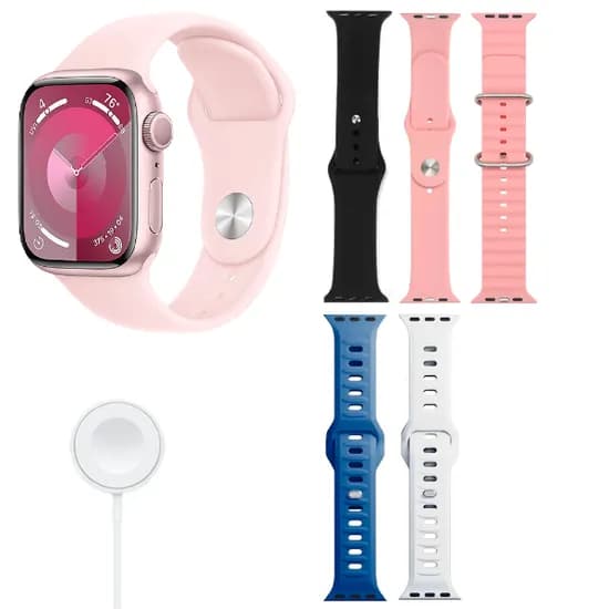 Kit Relogio Smartwatch S12 Mini Watch 12 com Bluetooth / 5 Pulseiras - Rosa