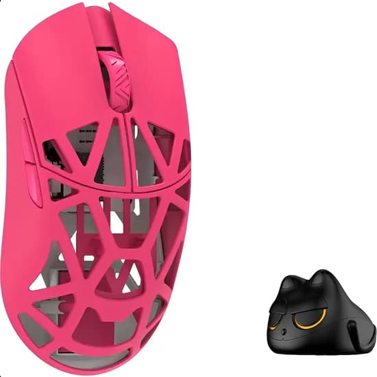 Mouse Gamer Wlmouse Beast X Pro Magnesium Dongle 8K Sem Fio Omron Opticals Solid Sides - Neon Rose