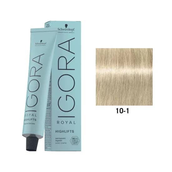 Crema de ColoracióN Schwarzkopf Igora Royal Highlifts 10-1 Rubio Platino Ceniza 60GR