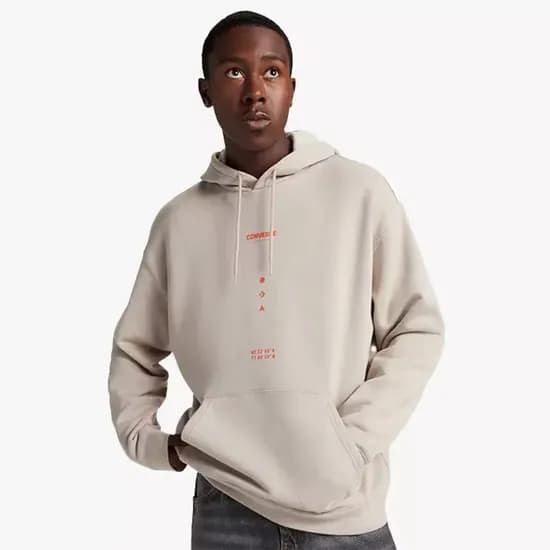 Moleton Converse Wordmark Graphic Hoodie Beige