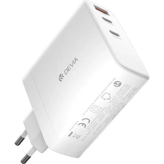 Carregador Devia PQ1401E 140W Fonte com 3 Portas USB/USB-C - Branco