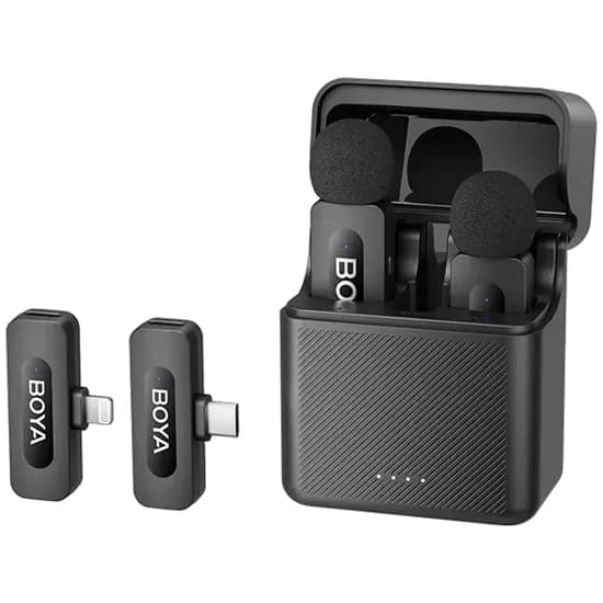 Microfone Sem Fio para Smartphone Boya BY-V3 Combo com USB-C/Lightning - Preto (Anatel)