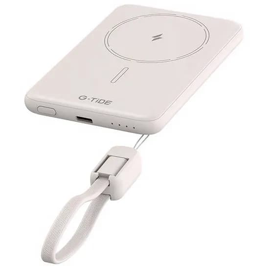 Carregador Portátil Wireless G-Tide Slim 01 5.000 Mah Salida USB-C - Bege