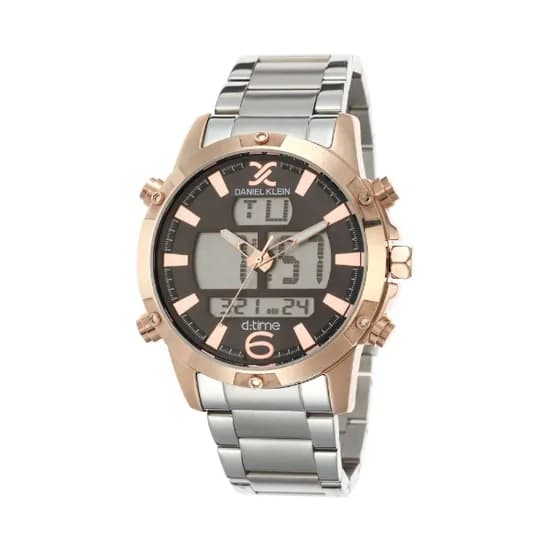 Relógio Digital Masculino Daniel Klein D:Time DK.1.12437-5 - Prata e Rosa Ouro