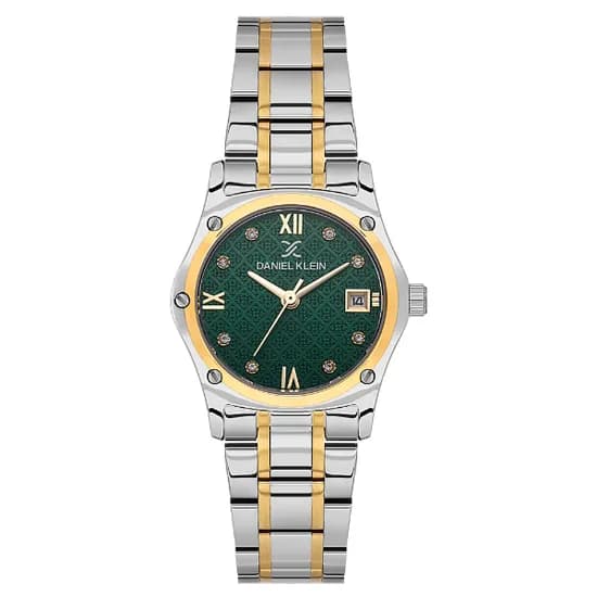Relogio Analogico Feminino Daniel Klein DK.1.14271-4 Diamond Lady / Pulseira de Aço Inoxidável - Prata/Gold/Verde