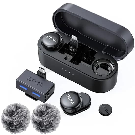 Microfone Sem Fio para Smartphone Boya Boyalink 3-01 com Lightning Y USB-C - Preto (Anatel)