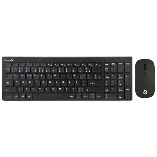 Kit Mouse e Teclado Smartfy TW01B - Sem Fio - Português - Preto