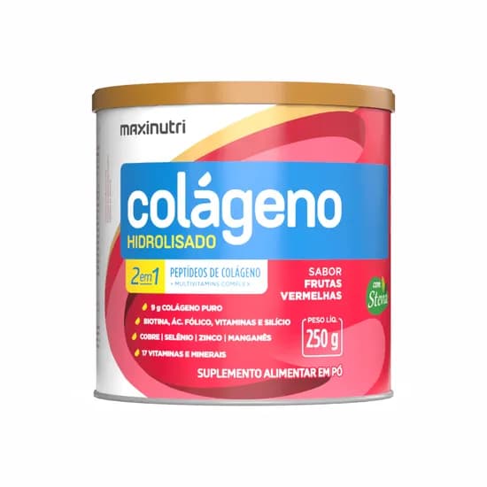 Maxinutri Colágeno Hidrolisado Sabor Frutas Vermelhas 250G