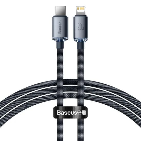 Cabo USB-C A Lightning Baseus CAJY000301 Crystal Shine 20 W - Black 2 Metros