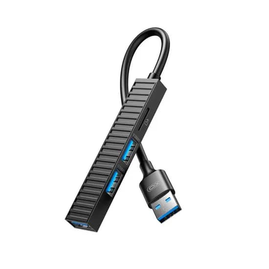 Adaptador Hub Xo HUB014A (USB-A/3X USB-A/Microsd) 4 Em 1 - Preto