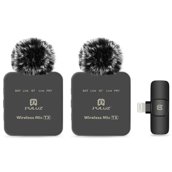 Microfone Sem Fio Puluz PU647B para iPhone (8 Pinos) - Preto