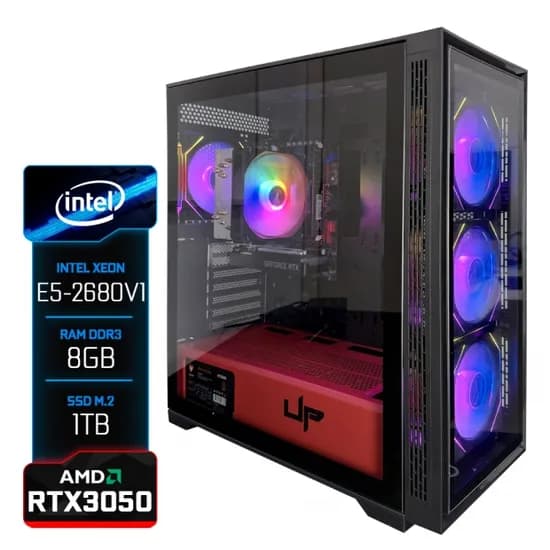 PC Montado Up Gamer Xeon E5-2680V1,RTX3050 6 GB, 16GB DDR3 1600MHZ, SSD 1TB, Vidro 4FAN RGB