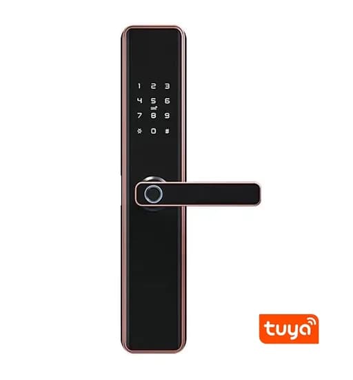 Fechadura Digital S818 Wifi Tuya/USB/Cartão/Chave Red Bronze
