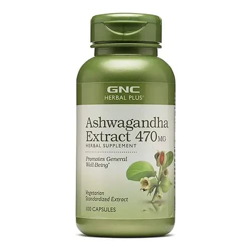 Suplemento GNC Ashwaganha Extract 470MG 100 Cápsulas