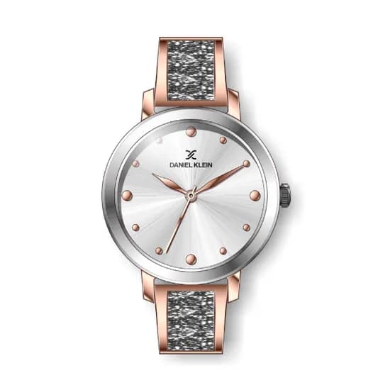 Relógio Analógico Feminino Daniel Klein Premium DK.1.12450-4 - Prata e Rosa Ouro