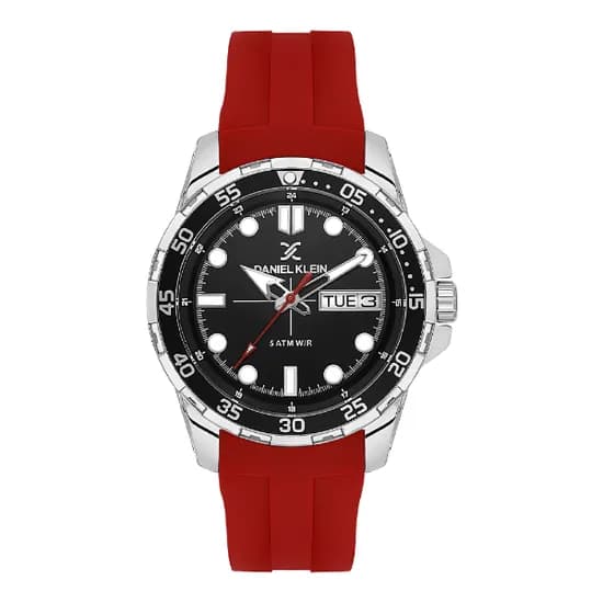 Relogio Analógico Masculino Daniel Klein DK.1.13911-2 Premium Gents / Pulseira de Silicone - Vermelho/Prata