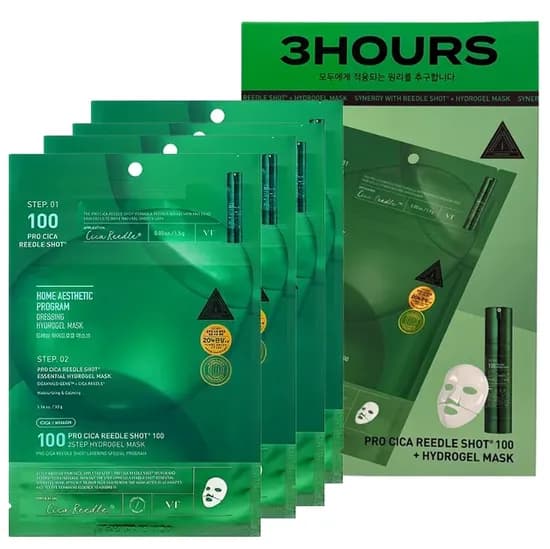 Máscara Facial VT Cosmetics Pro Cica Reedle Shot 100 2-Step Hydrogel - 4 Unidades