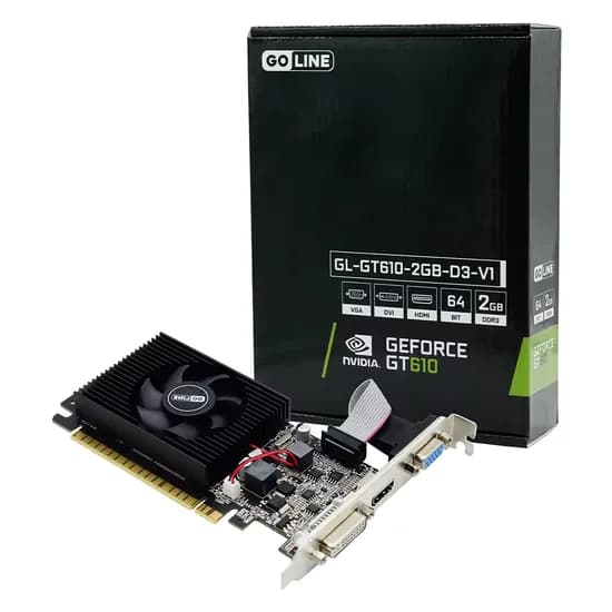 Placa de Vídeo Goline Nvidia Geforce GT-610 2GB DDR3 - GL-GT610-2GB-D3-V1 (1 Ano de Garantia)