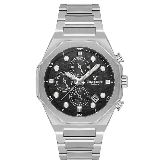 Relogio Analógico Masculino Daniel Klein DK.1.14217-1 Exclusive Gents / Pulseira de Aço Inoxidável - Prata/Preto