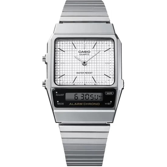 Relógio Casio Vintage AQ-800E-7ADF Analógico/Digital Unissex - Prata/Branco