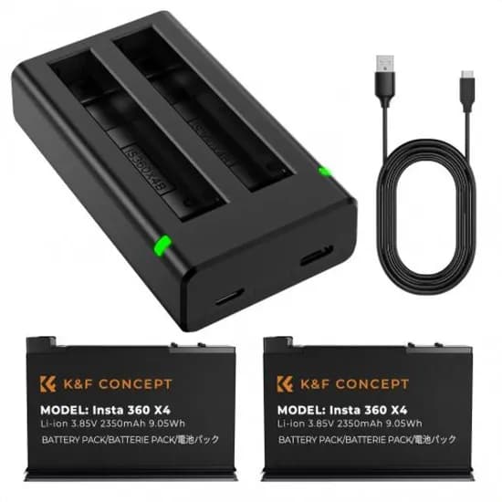 Kit K&F INSTA360 X4 2 Baterias + Carregador 28.0050