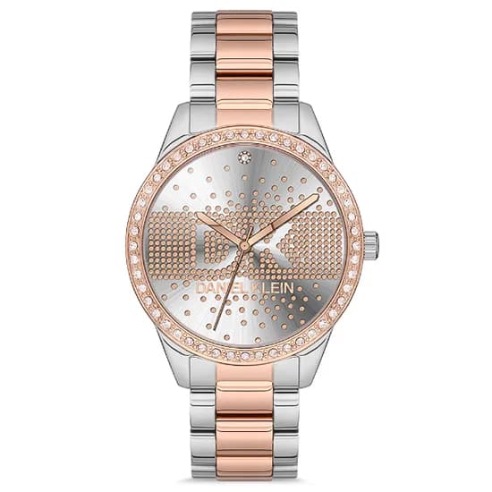 Relógio Analógico Feminino Daniel Klein DK.1.12697-4 Premium Ladies / Pulseira de Aço Inoxidável - Prata/Rose Gold