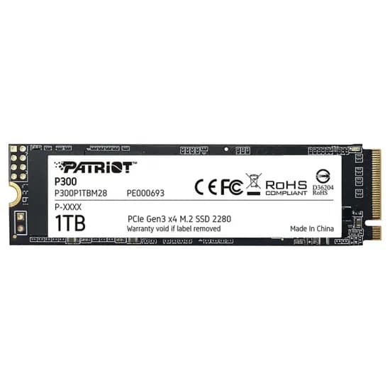SSD Patriot P300, 1TB, M.2 Nvme, Leitura 2100MB/s, Gravação 1650MB/s, P300P1TBM28 GEN3 X4